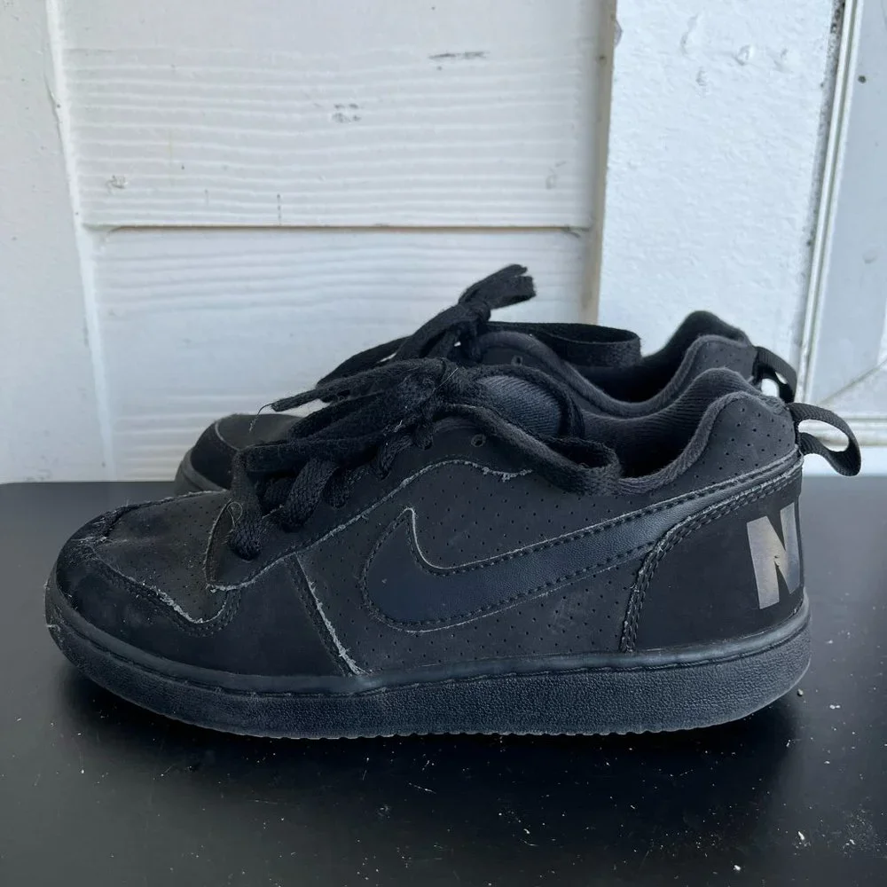 Nike Kids Court Borough Low 2 Grade School Black Shoes Sneakers Size 3.5 - Picture 6 of 12
